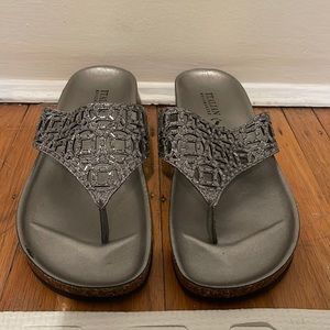 Italian Shoemakers silver sparkle sandals